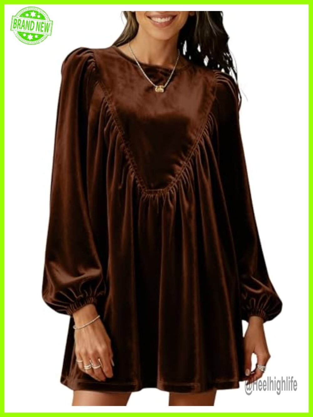 Womens Velvet Peplum Babydoll Mini Dress Long Sleeve A-Line Pleated